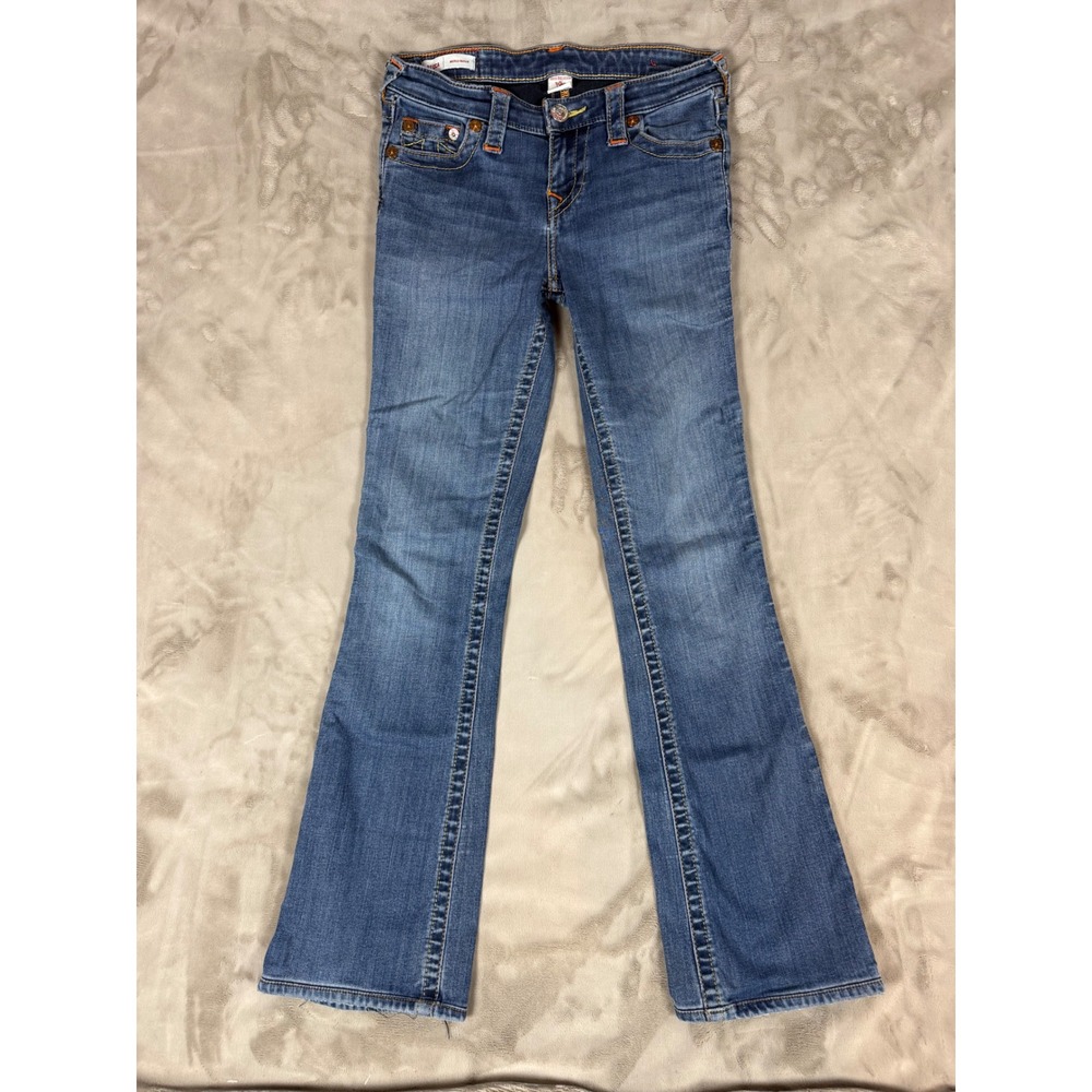 True Religion Becca Mid Rise Bootcut Jeans Blue Denim Size 27